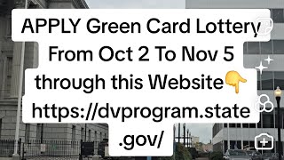 Green Card Lottery Application Dates Dv 2026 [upl. by Frodine]