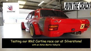 Testing our Mk2 Cortina race car at Silverstone with an appearance from an Aston Martin Valkyrie [upl. by Notgnirrab]