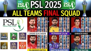 PSL 2025 Season 10  All Teams Full Squad  All Teams Players List PSL 2025 [upl. by Kirad]