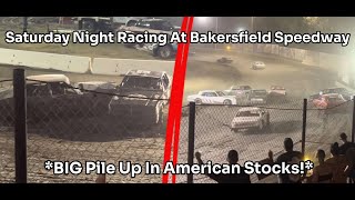 Big Pile Up At Bakersfield Speedway [upl. by Anileh494]