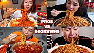 Pros vs Beginners eating spicy noodles [upl. by Saenihp]