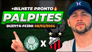 PALPITES DE FUTEBOL PARA HOJE 08 02 2024 QUINTAFEIRA  BILHETE PRONTO  BET GREEN ðŸ€ [upl. by Rains108]