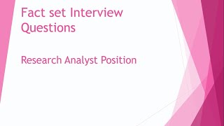 Factset Research Analyst Interview Questions  Factset Interview Questions  Interview [upl. by Eolanda]