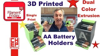 AA Battery Holder Hacked with Dual Color Extruder Thingiverse Featured [upl. by Aikkan]