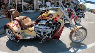 Insane V8 Chopper Trikes  Sturgis Main Street [upl. by Ydaf]