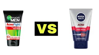 Garnier Men Acno Fight Face wash Vs Nivea Men acne Facewash [upl. by Aicileb]