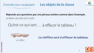 Les objets de la classe  Coquelicot  CE1 Unité 3  Enrichir son vocabulaire [upl. by Narih996]