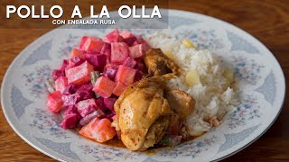 COMO PREPARAR POLLO A LA OLLA CON ENSALADA RUSA FÁCIL Y RÁPIDO  ACOMERPE  COCINA PERUANA [upl. by Gussman135]