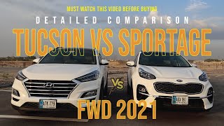 Hyundai Tucson vs Kia Sportage  Detail Comparison  FWD 2021 Price Specs [upl. by Faun]