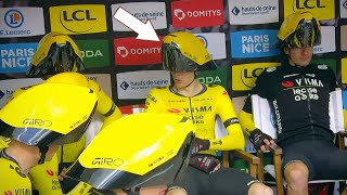 Visma  Lease a Bike Unveil Controversial TT Helmet  ParisNice 2024 Stage 3 [upl. by Eittah811]