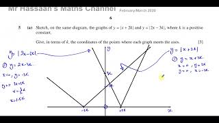 CAIE 970922FM20 Pure Maths Paper 22 Q5 Modulus Function Sketching Eqns Inequalities Logs [upl. by Aihset]