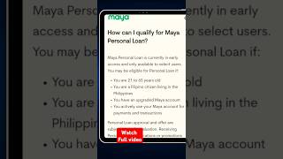 how to be eligible for maya personal loan  how to be qualified in maya loan shorts mayaloan [upl. by Romeon]