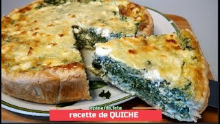 Recette de QUICHE aux épinards et fromage de fêtaRecette avec de la pâte feuilletée [upl. by Kimbell609]