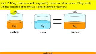 Ile wody należy odparować  Roztwory procentowe  Matfiz24pl [upl. by Chrissa]