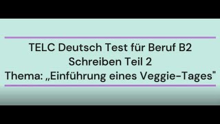 Thema Einführung eines VeggieTagesquotSchreiben B2 ForumsbeitragTELC DEUTCH TEST für BERUF B2 [upl. by Yuria]