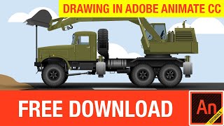 Truck Drawing in Adobe Animate CC FREE Download [upl. by Oringa65]