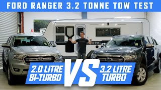 FORD RANGER 2020 32 litre vs 20 litre BITURBO TOW TEST [upl. by Imef]