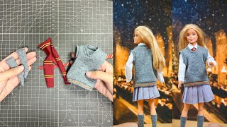 FREE pattern how to make doll vest scarf socks and tie Harry Potter costume DIY tutorial 23 [upl. by Netsew16]