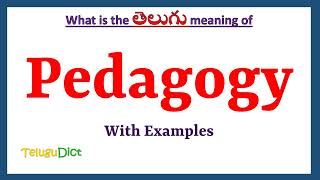 Pedagogy Meaning in Telugu  Pedagogy in Telugu  Pedagogy in Telugu Dictionary [upl. by Martynne]