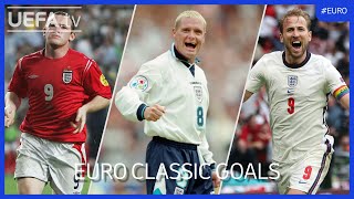 ENGLAND Classic EURO Goals  Rooney Gascoigne Kane [upl. by Tresa]