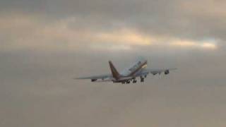 Take off Kalitta Air Boeing 747100 SF Maastricht Aachen [upl. by Lesoj909]