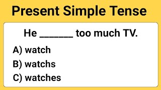 Present Simple Tense Quiz। Grammar Quiz। English Grammar Test [upl. by Debera]