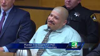 Suspect in NorCal deputies killings laughs during start of murder trial [upl. by Behlau]