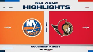 NHL Highlights  Islanders vs Senators  November 7 2024 [upl. by Boony378]