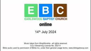 Earlswood Baptist Church 14th July 2024 [upl. by Bradstreet]