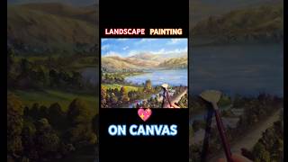 How to Piant a Landscape Painting on Canvas 💖 Hill Top View shortsart [upl. by Nama]