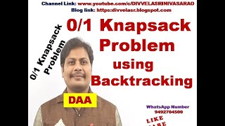 01 Knapsack Problem using Backtracking  01 Knapsack Problem  Backtracking  Example  DAA [upl. by Rolandson]