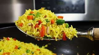 One Pot Fluffy Garlic Turmeric Rice with mixed vegetables [upl. by Nollahs]