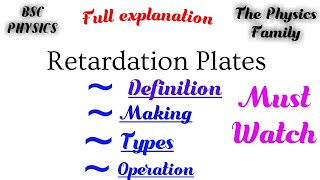 Retardation Plates  Wave Plates  Retarders  Introduction full explanation  Polarisation [upl. by Still]