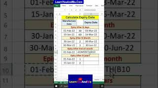 Calculate expiry dates in Excel  Expiry date after N months  N days amp N years in Excel [upl. by Othelia]