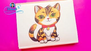 رسم قطة  Bir kedi çizmek  Drawing a cat  Dessiner un chat  Eine Katze zeichnen  1 [upl. by Seabrooke535]