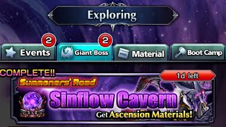 Dark Summoners RoadSinflow Cavern Full Ai clearing all 5 stages Grand Summoners [upl. by Amaso]