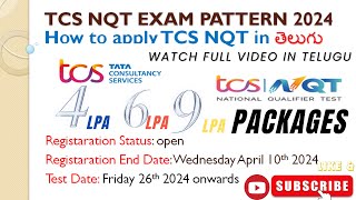 How to apply TCS NQT Exam April 2024 in Telugu TCS NQT Exam pattern 2024 tcs hiring freshers [upl. by Leihcar]