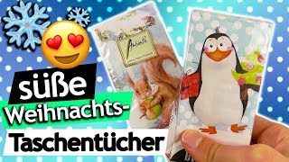 Süße WeihnachtsTaschentücher zum dekorieren amp basteln  Adventskalender 21 DIY Inspiration 2018 [upl. by Anelaj]