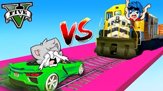 GTA 5 SUPER AUTOS vs TREN 🚆😂 [upl. by Kerad]