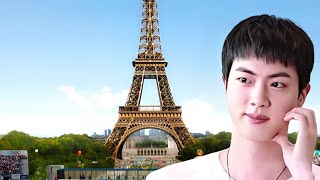 quotBTSquot Jin Carries the Torch for the 2024 Paris Olympics  Historic Moment at the Louvre btsmember [upl. by Ozan594]