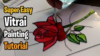 Super Easy Vitray Painting on glass HOW to make Vitrai Paintig on a glass [upl. by Lipkin]