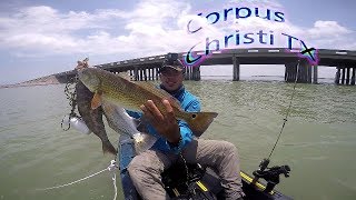 Mini Pole challenge part 2  Kayak fishing Oso Bay w DOCK DEMON DELUXE FISHING POLE [upl. by Alyahsat973]