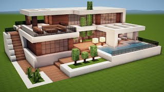 MODERNE VILLA mit POOL in MINECRAFT bauen TUTORIAL HAUS 263 [upl. by Whiteley]