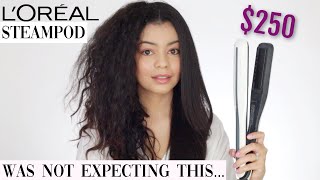 TESTING THE LOREAL STEAMPOD FLAT IRON ON CURLY HAIR  HONEST REVIEW [upl. by Anastatius518]