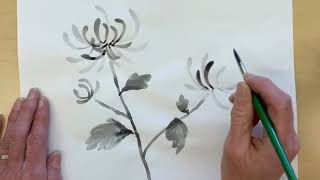 Sumie Painting Tutorial Chrysanthemum Part 3 [upl. by Atinej]