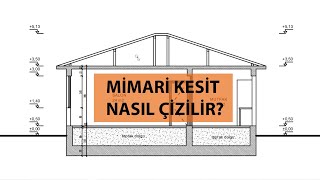 MİMARİ KESİT NASIL ÇİZİLİR  DAHA ÖNCE PLANINI ÇİZDİĞİMİZ TEK KATLI MÜSTAKİL EVİN KESİTİNİ ÇİZDİK [upl. by Casabonne]