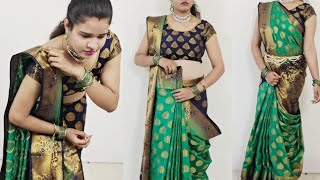 how to drape silk saree for beginners  very easy way to wear saree perfectly step by step [upl. by Nolyat]