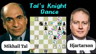 Tals Knight Dance Stunning 5Move Checkmate Against Hjartarson  Reykjavik 1987 [upl. by Ahsiek]