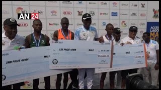 SANWOOLU WIGWE OTHERS LEAD RUNNER IN ACCESS BANK LAGOS MARATHON [upl. by Courcy330]