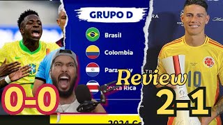 Brasil 00 Costa Rica  Colombia vs Paraguay 21  Copa America 2024 Review [upl. by Leirraj]